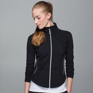Lululemon Shape Jacket Black size 8 full zip silver zippers high collar minimal
